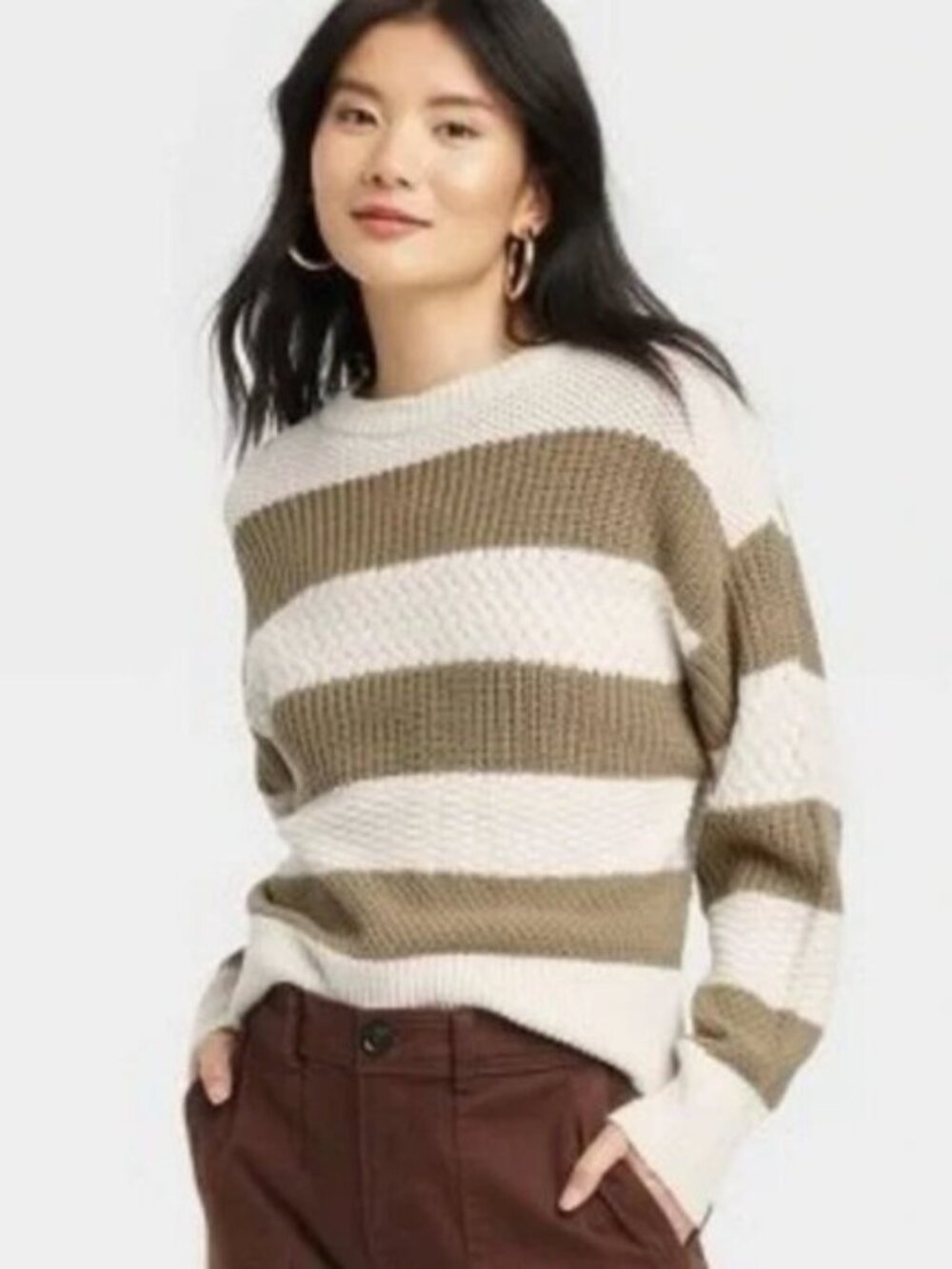 A New Day Green & White Cozy Sweater